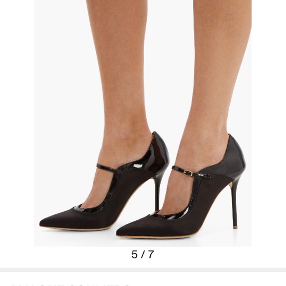 Malone Souliers Corina satin/patent black pumps - Picture 1 of 8